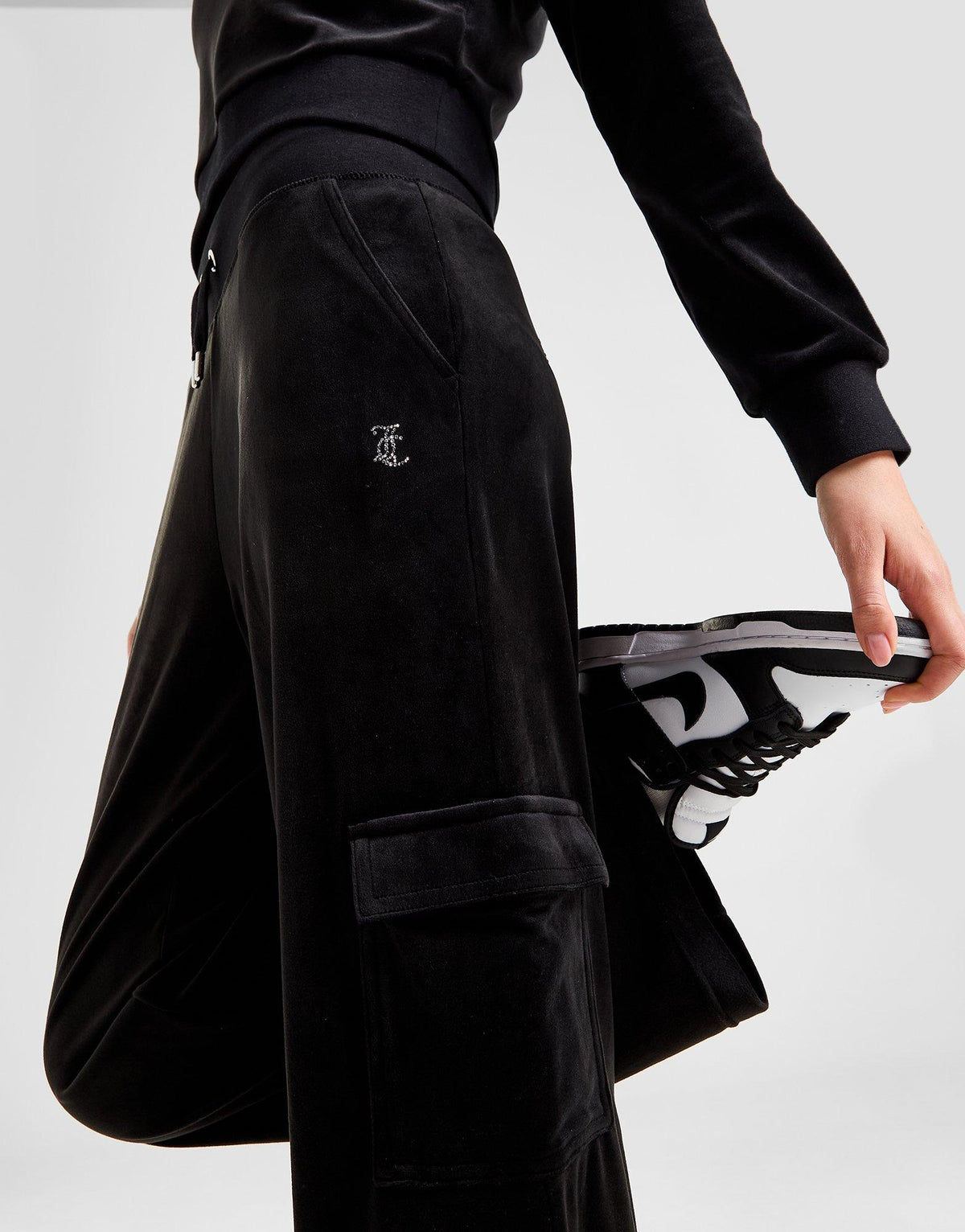 Diamante Velour Cargo Track Pants