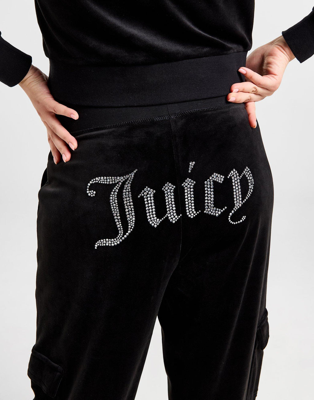 Diamante Velour Cargo Track Pants