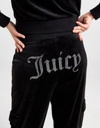 Diamante Velour Cargo Track Pants