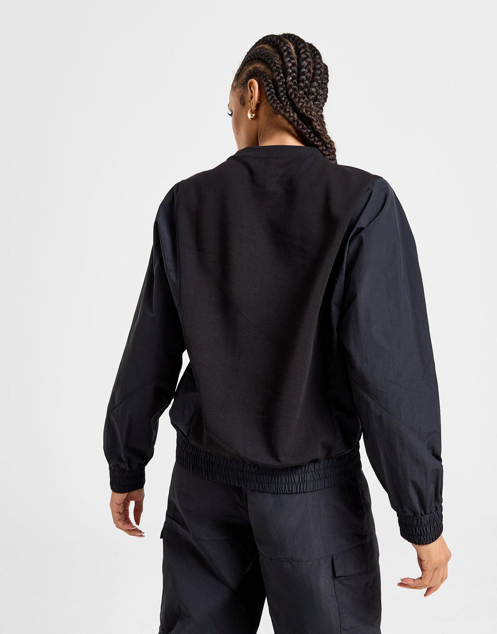 Woven Panel Crew Sweatshirt