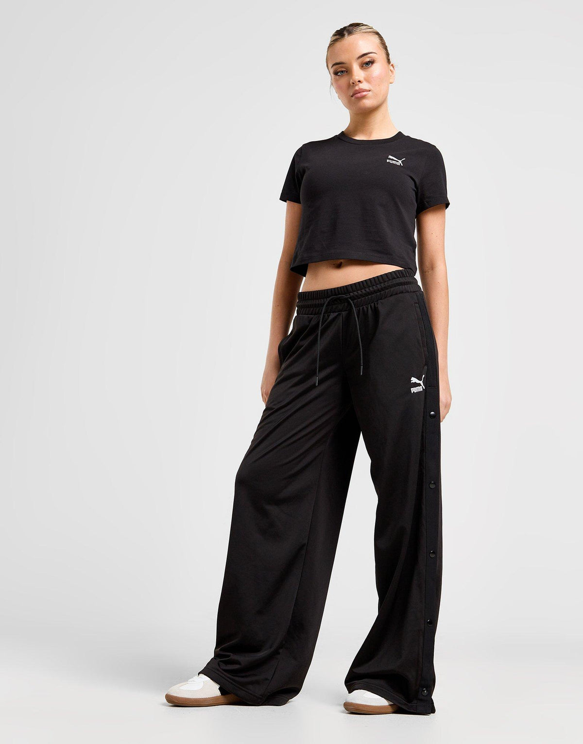 Popper Wide Leg Track Pants