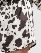 Cow Print Satin Shorts