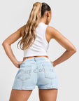 Diamante Logo Denim Shorts