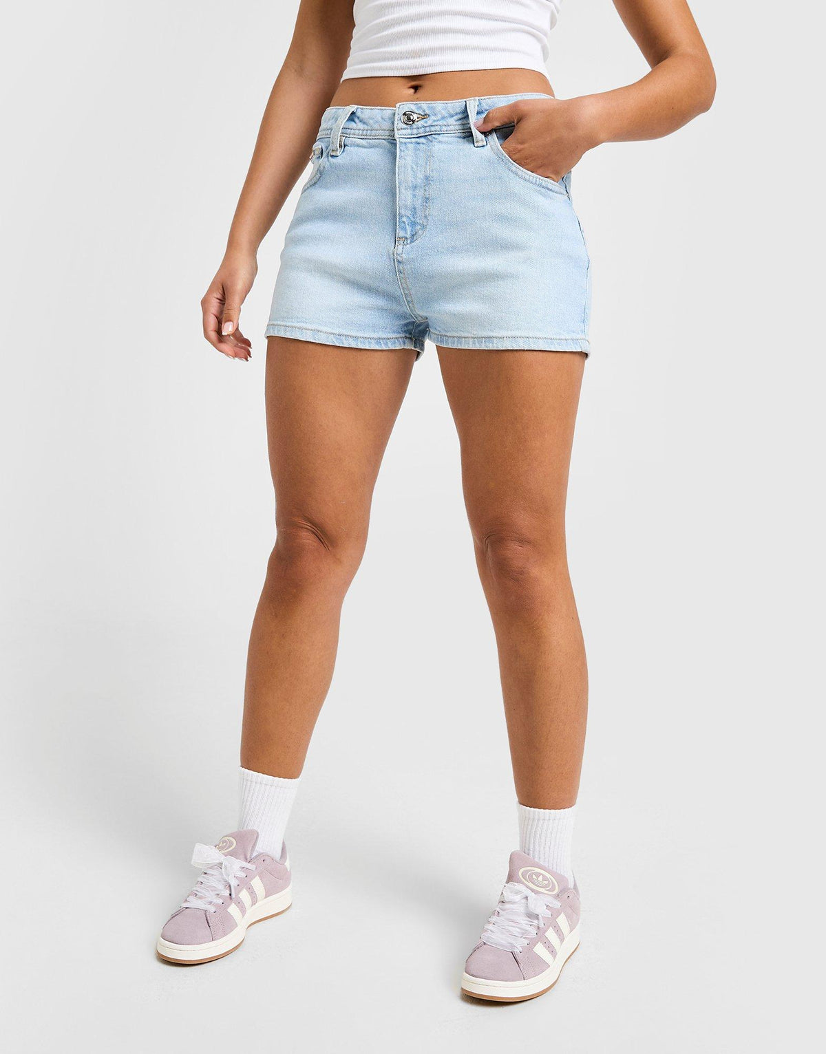 Diamante Logo Denim Shorts