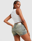 Diamante Logo Denim Shorts