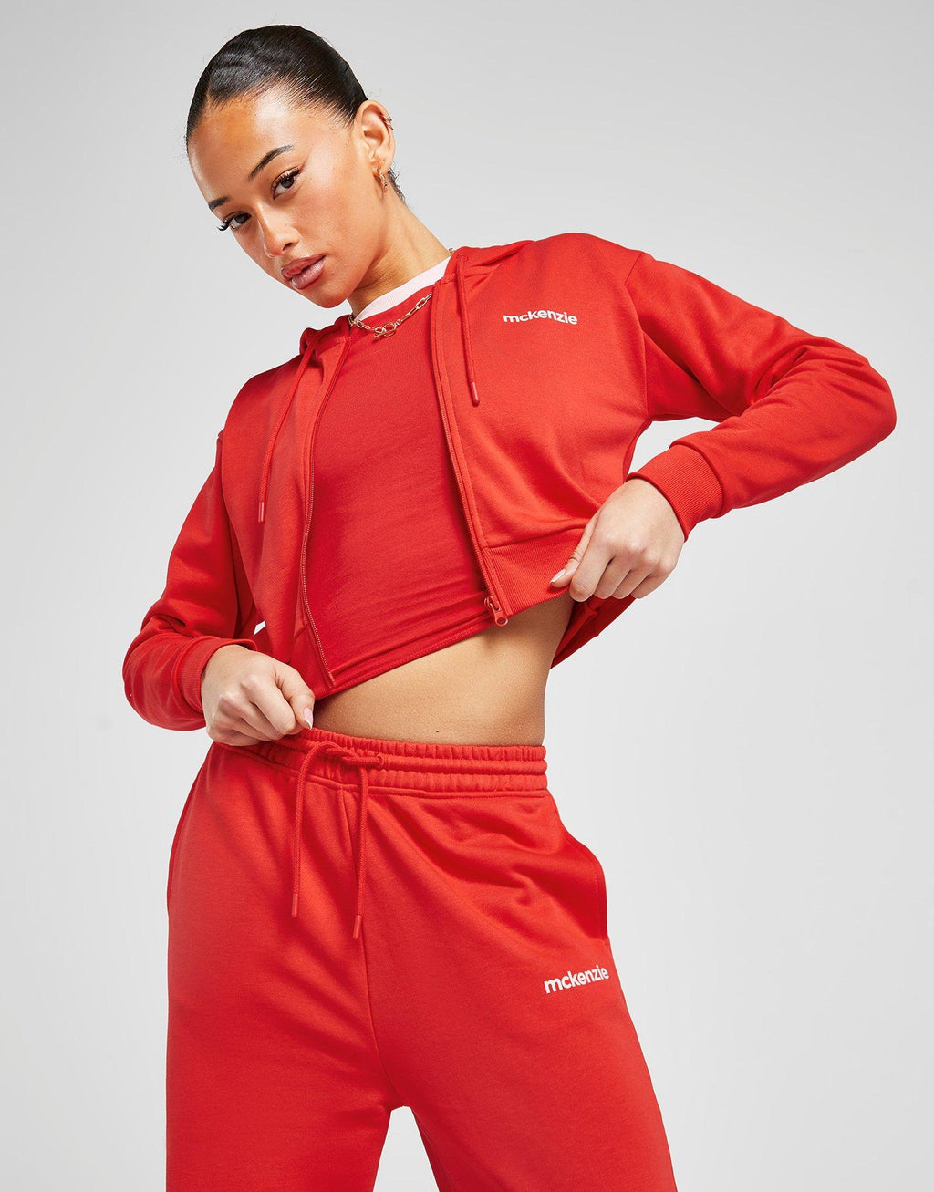 French Terry Crop Full Zip Hoodie