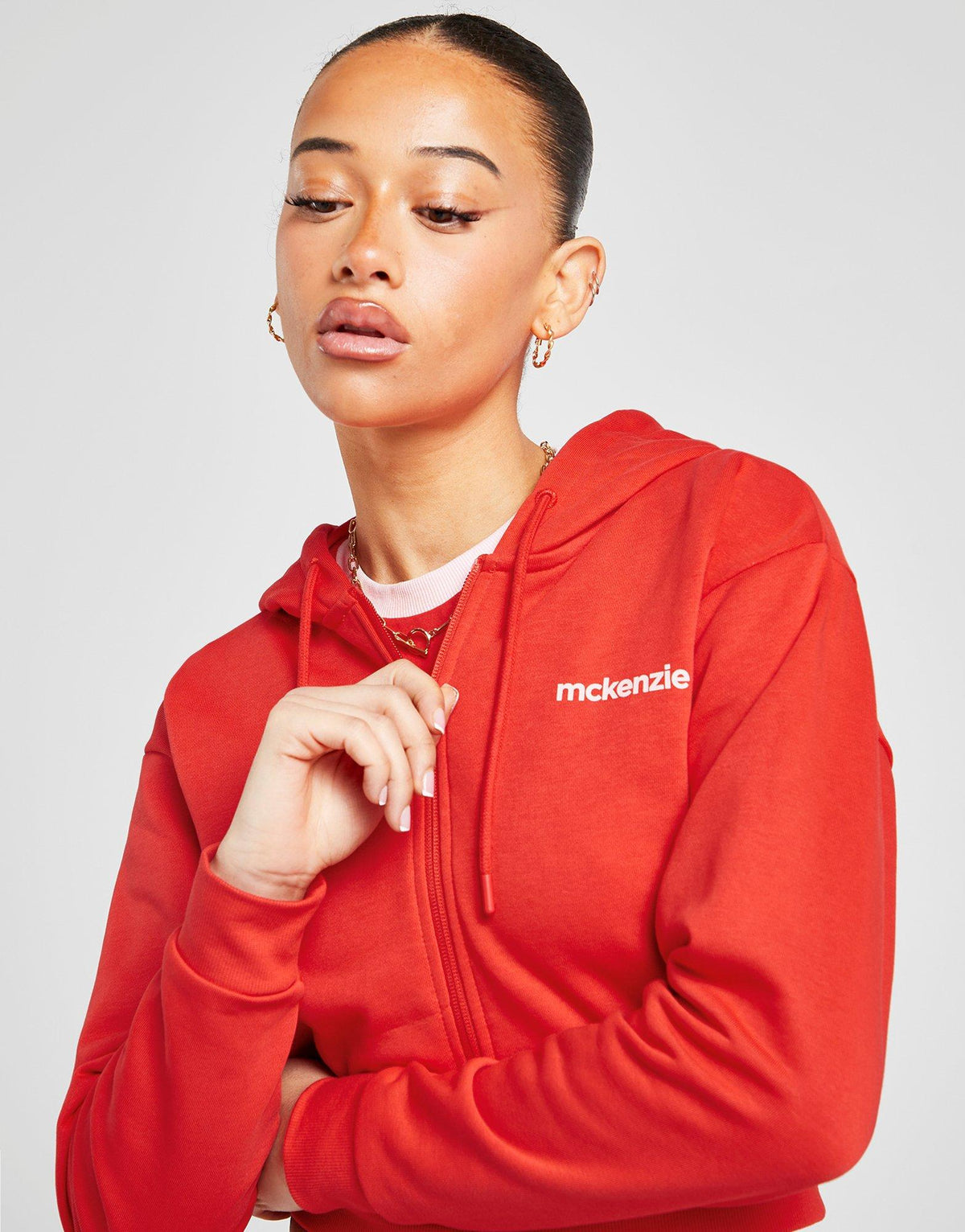 French Terry Crop Full Zip Hoodie