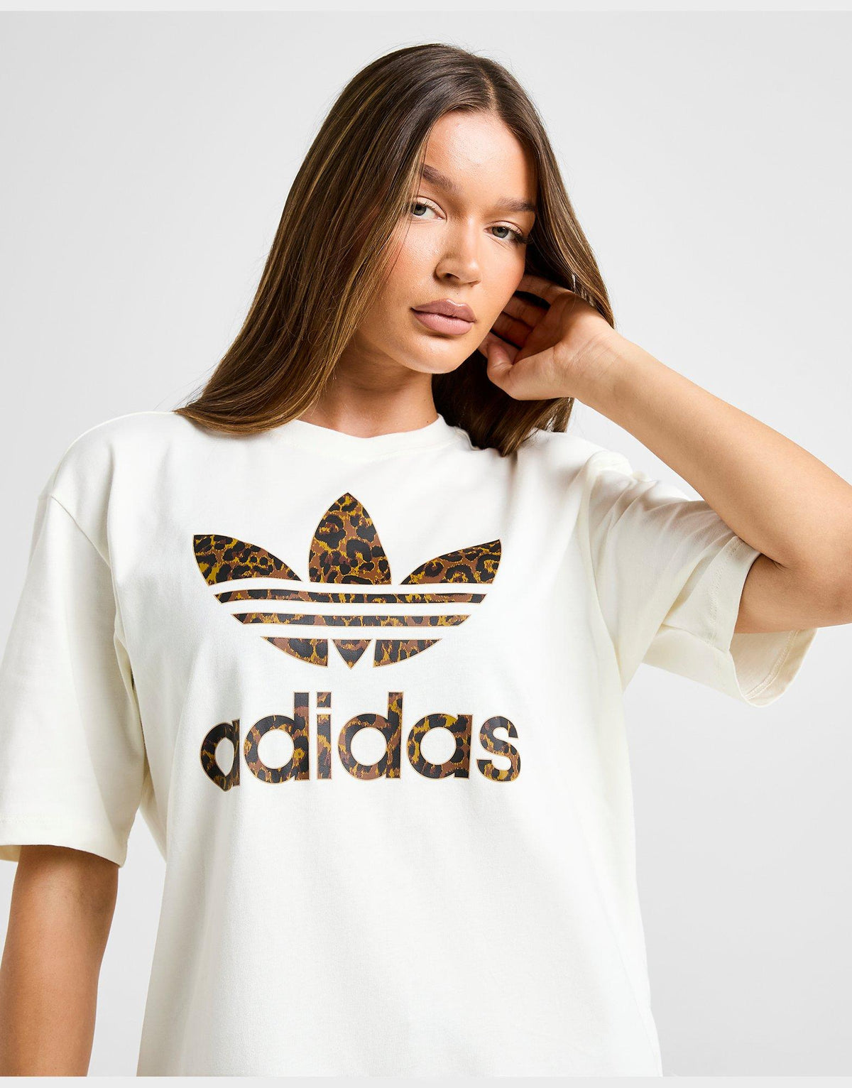 Leopard Print Trefoil Boyfriend T-Shirt