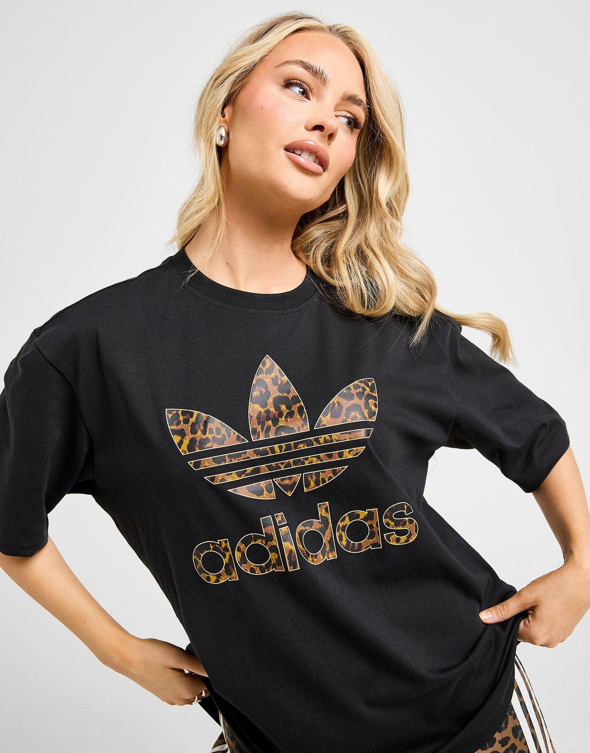 Leopard Print Trefoil Boyfriend T-Shirt