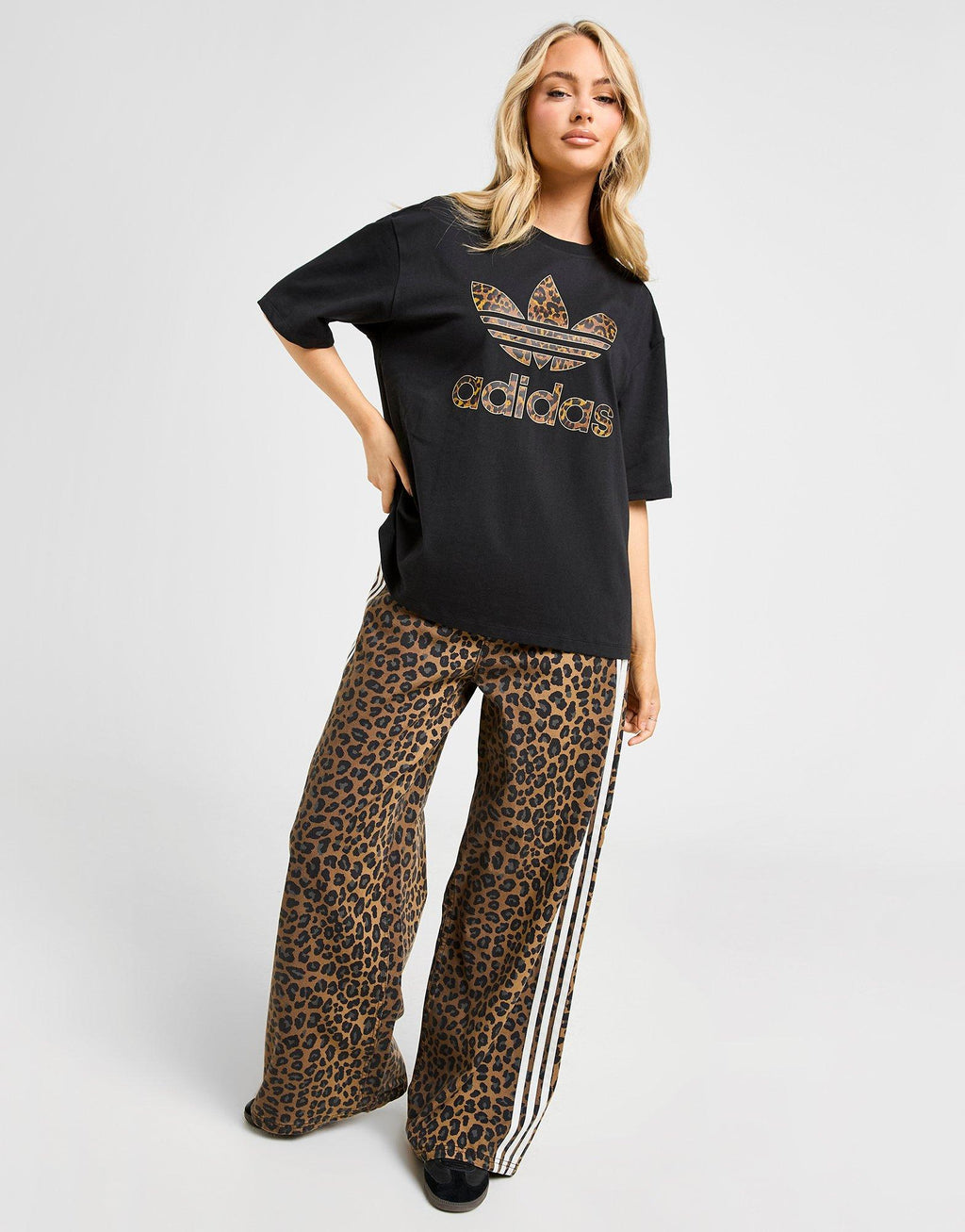 Leopard Print Trefoil Boyfriend T-Shirt