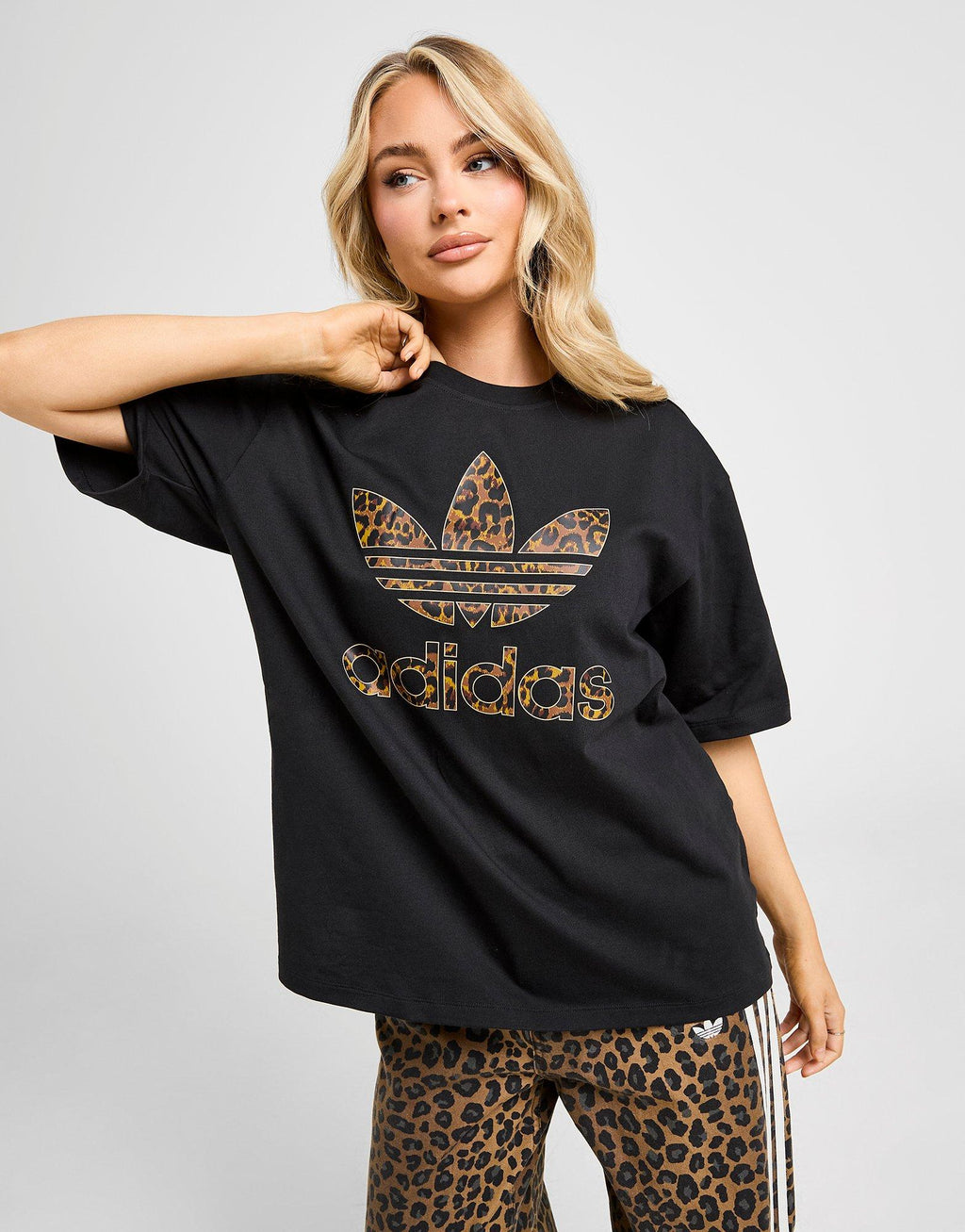 Leopard Print Trefoil Boyfriend T-Shirt
