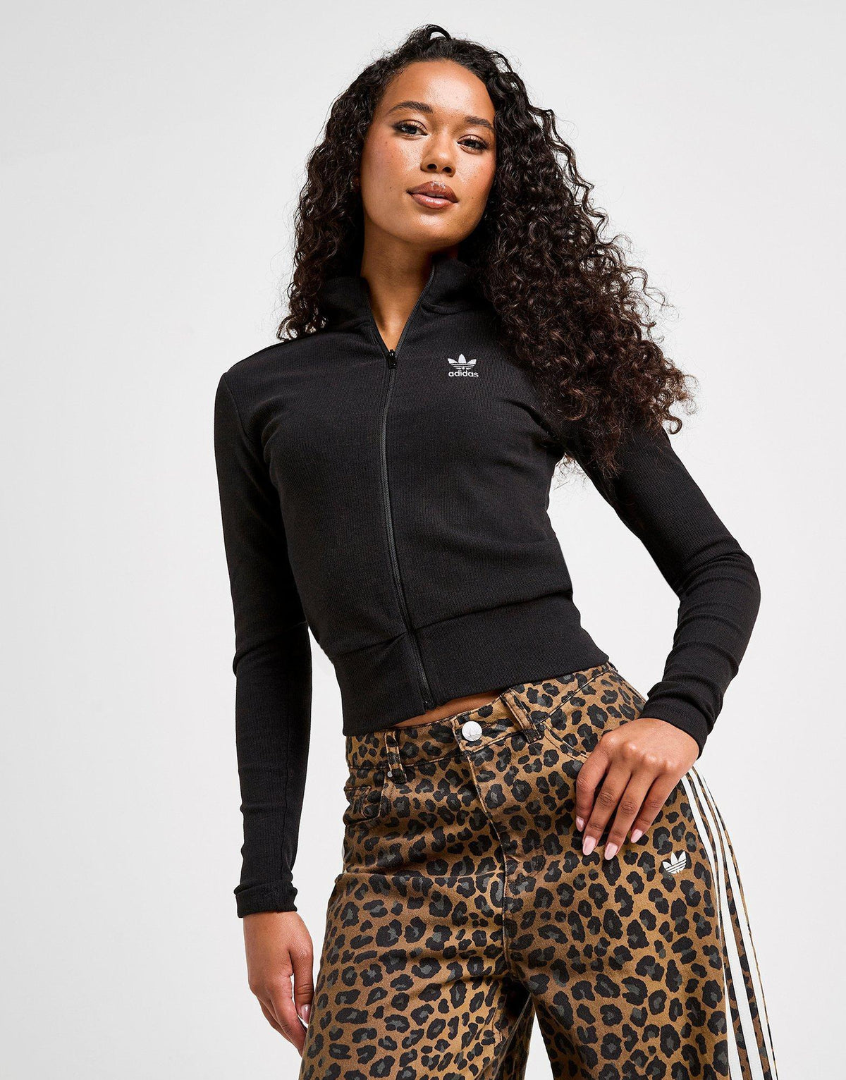 Essential Ribbed Long Sleeve Full Zip Top