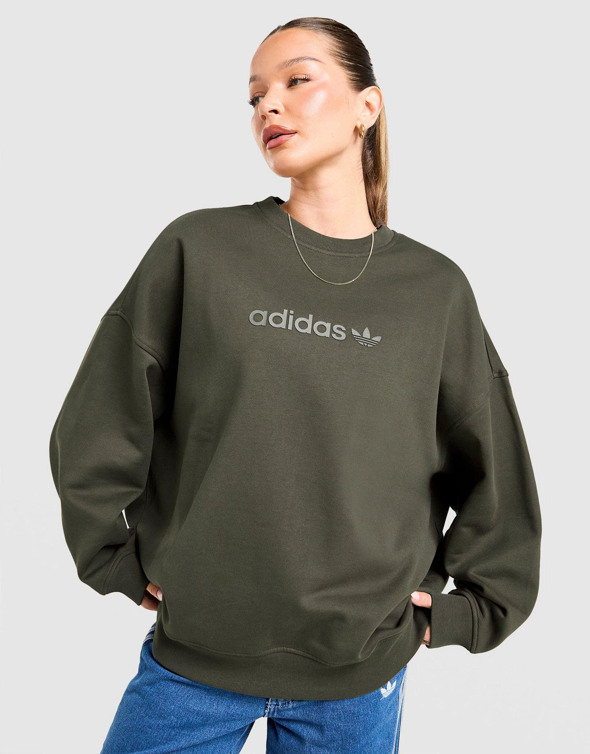 Essential Linear Oversized Crew Sweatshirt