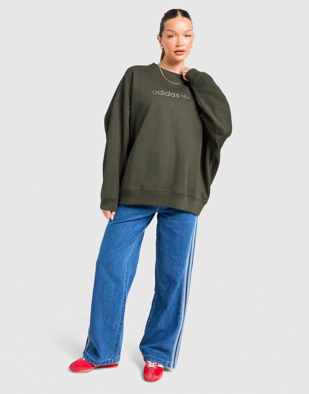 Essential Linear Oversized Crew Sweatshirt