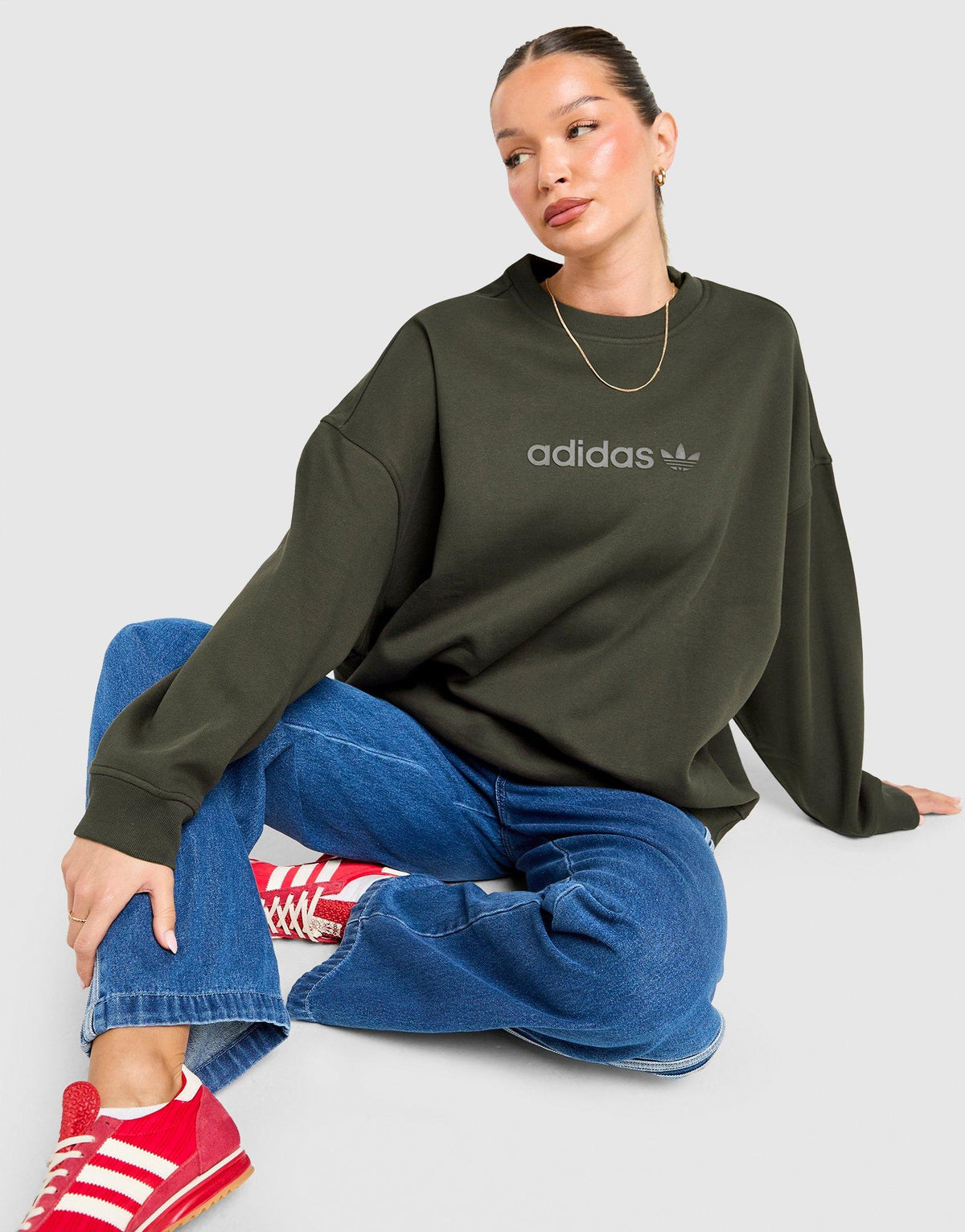 Essential Linear Oversized Crew Sweatshirt