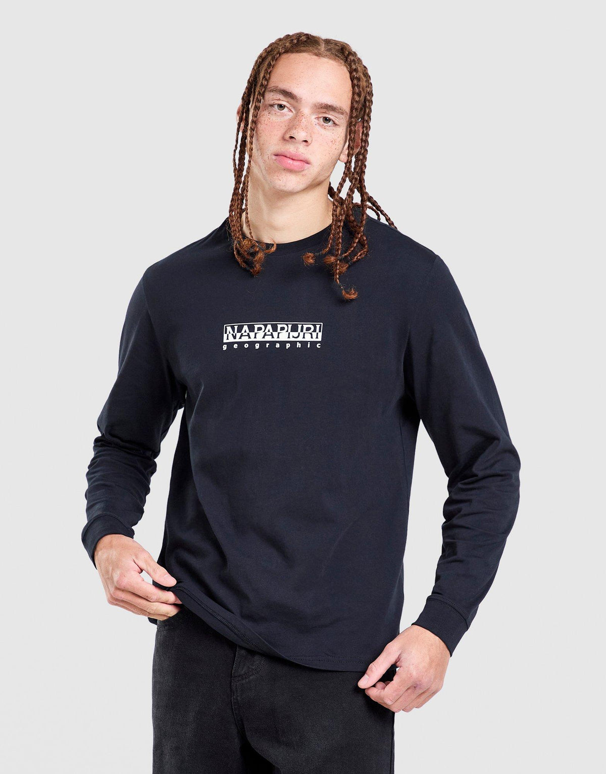 Grid Back Print Long Sleeve T-Shirt