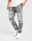 Rhinestone Slim Ripped Jeans
