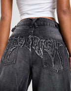 Spark Applique Wide Leg Jeans