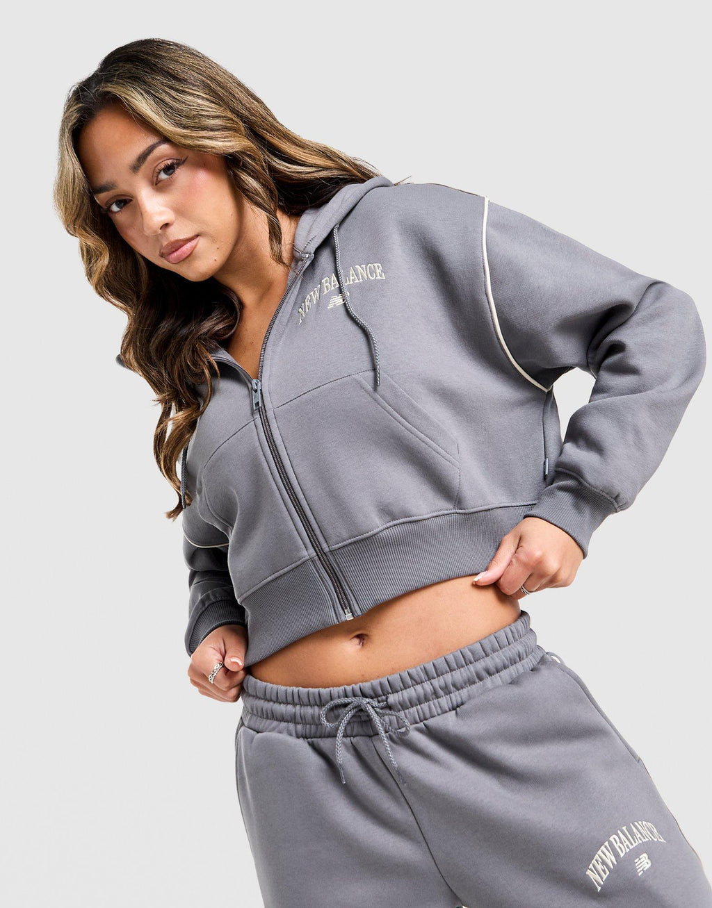 Varsity Crop Full Zip Hoodie