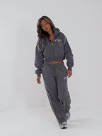 Varsity Crop Full Zip Hoodie
