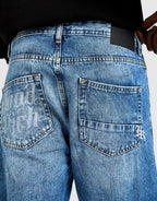 Script Cargo Denim Jeans