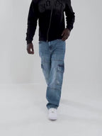 Script Cargo Denim Jeans