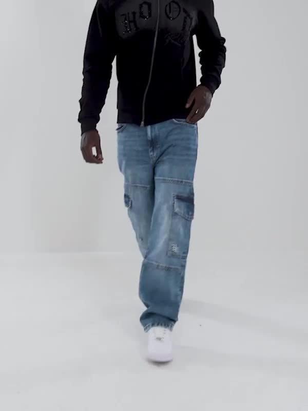 Script Cargo Denim Jeans