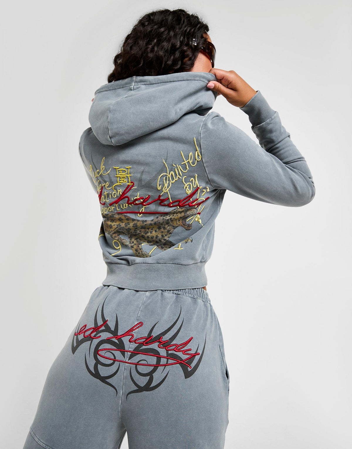 Flame Tiger Crop Full Zip Hoodie