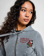 Flame Tiger Crop Full Zip Hoodie