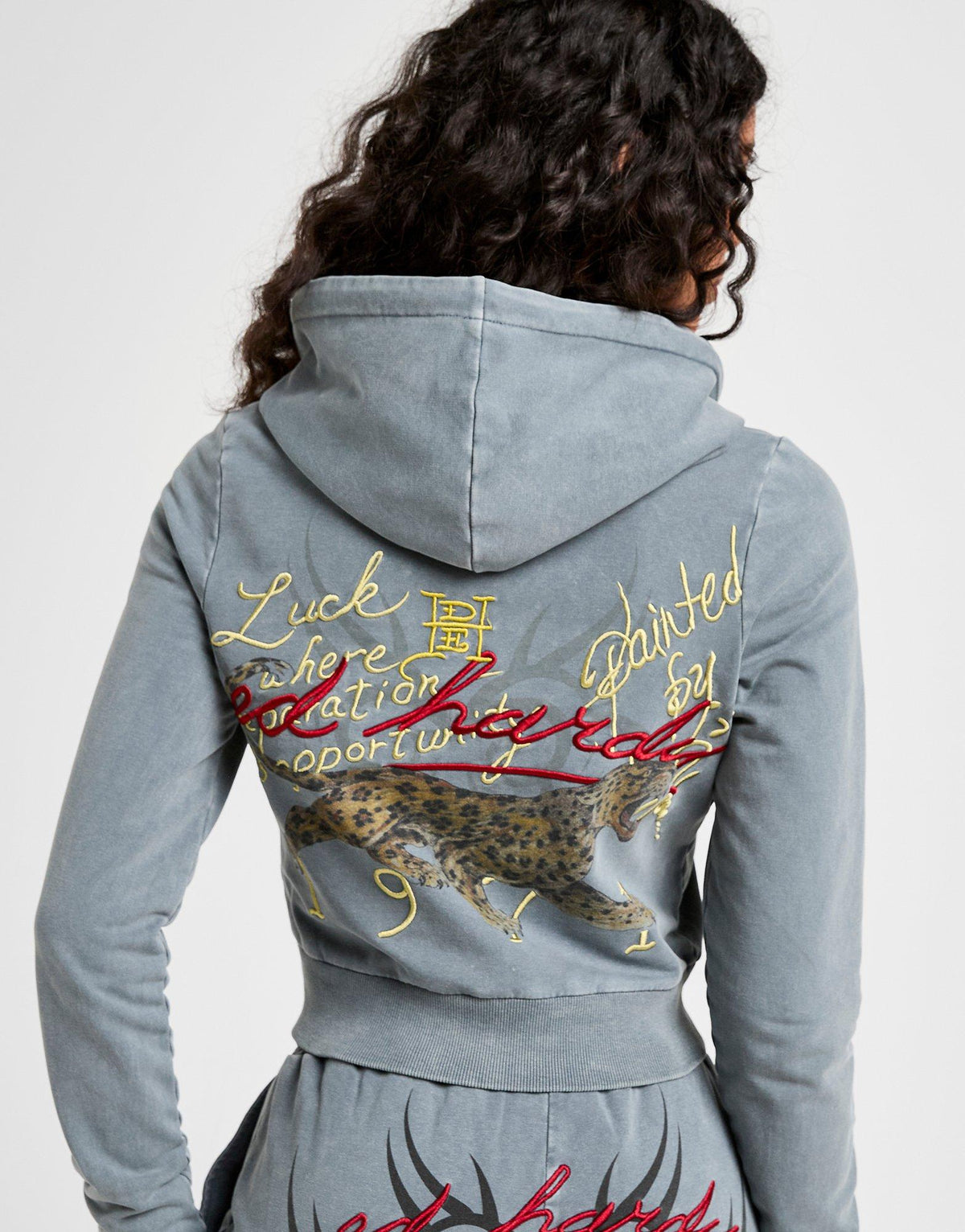 Flame Tiger Crop Full Zip Hoodie