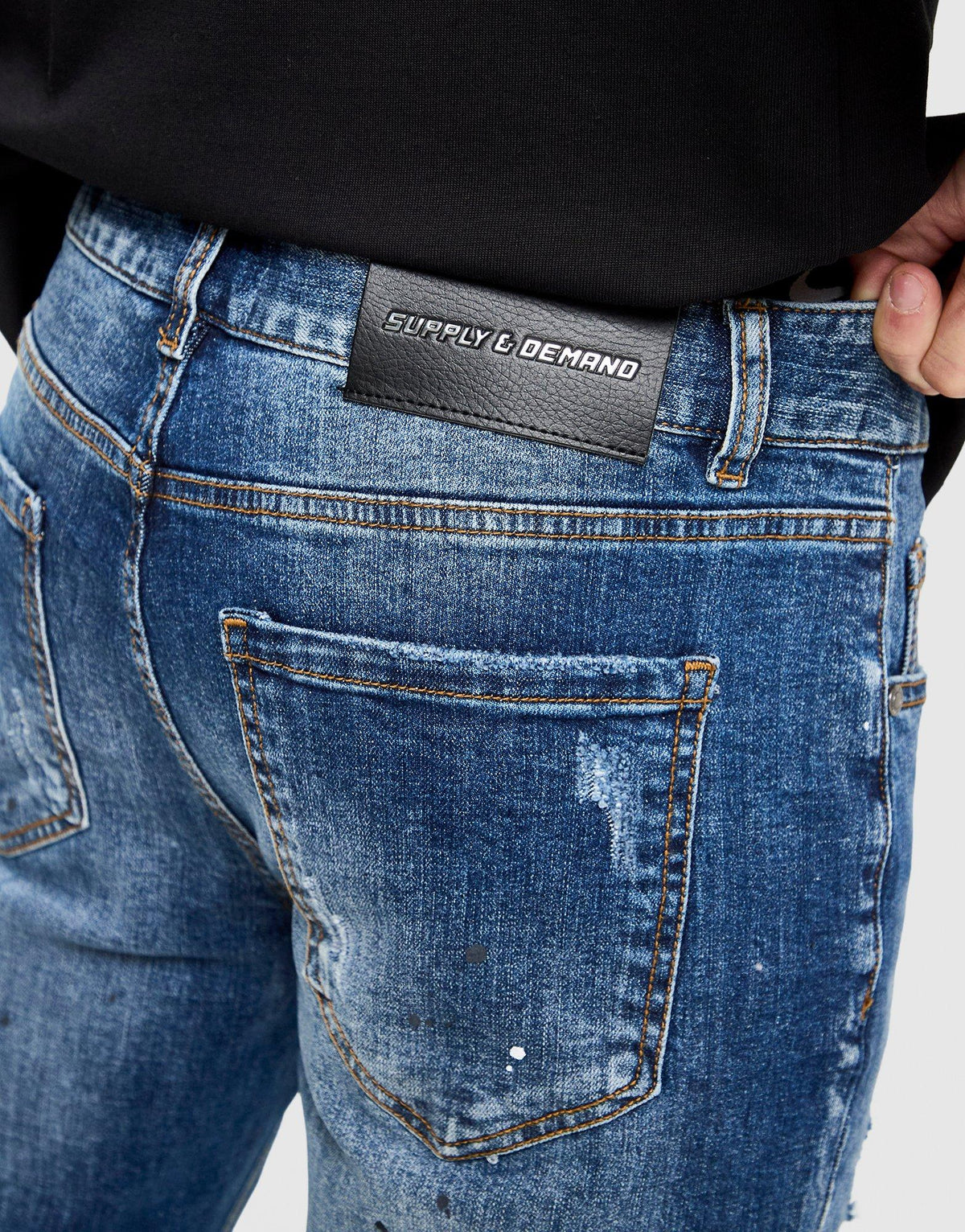 Rhinestone Slim Ripped Jeans