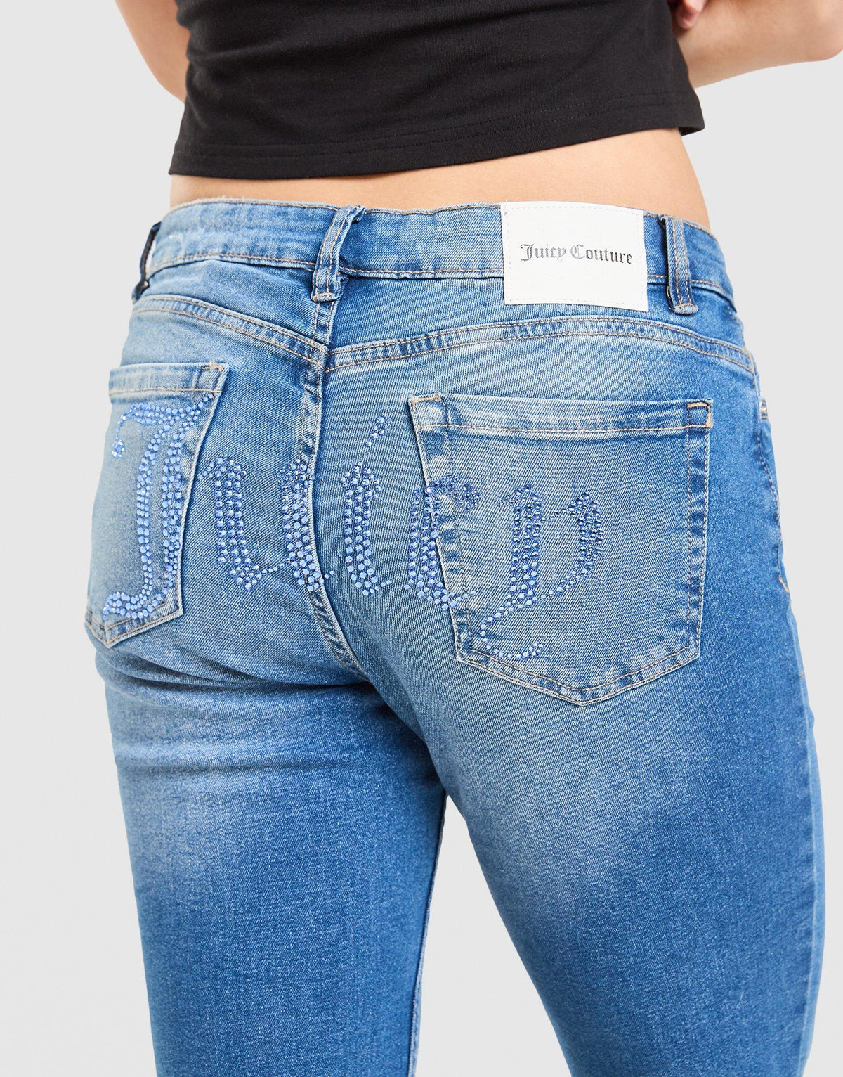 Low Rise Diamante Denim Jeans