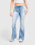 Cross Lace Up Denim Jeans
