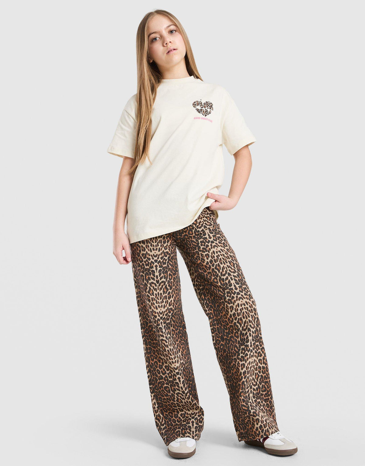 Girls' Leopard Denim Jeans Junior