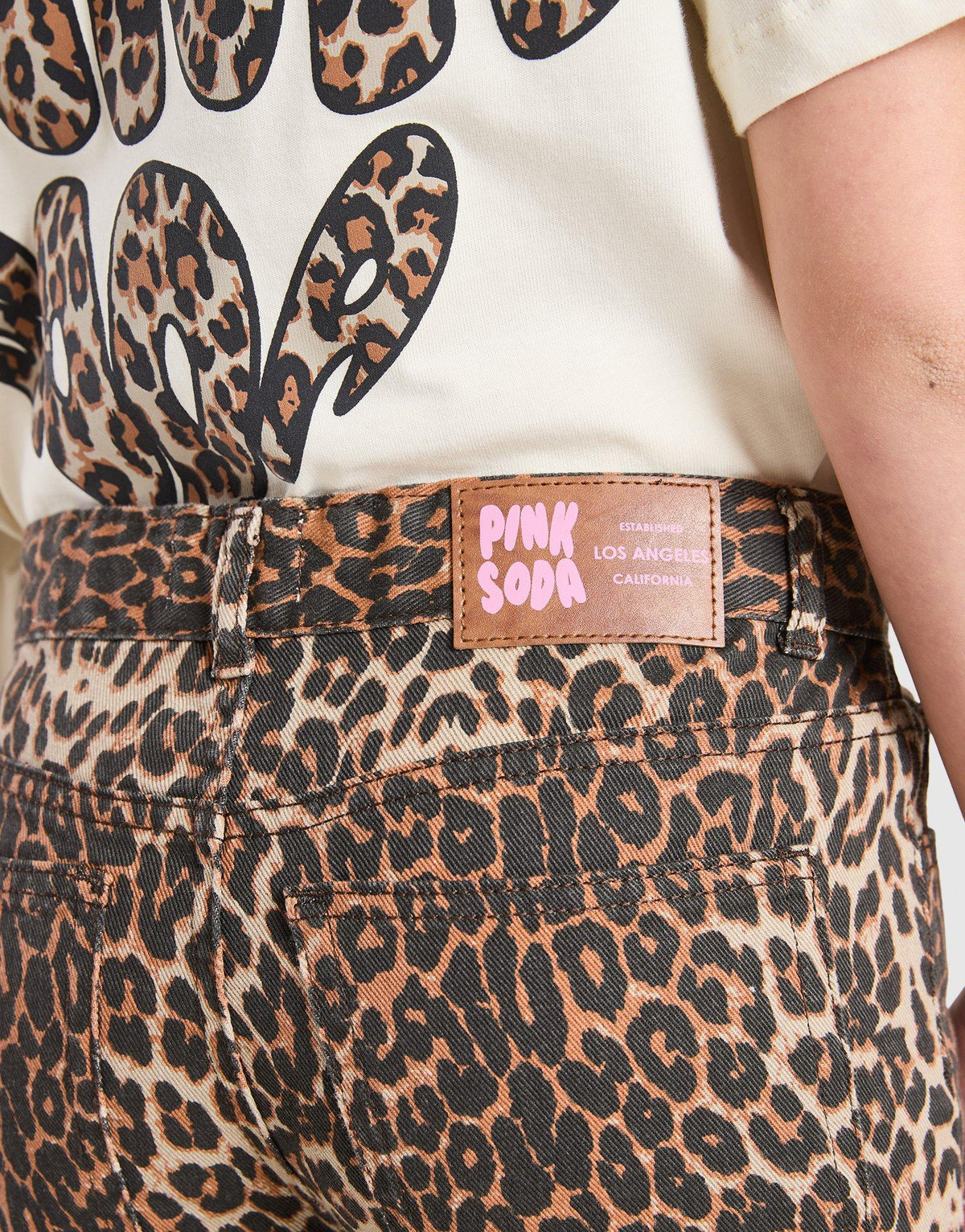 Girls' Leopard Denim Jeans Junior