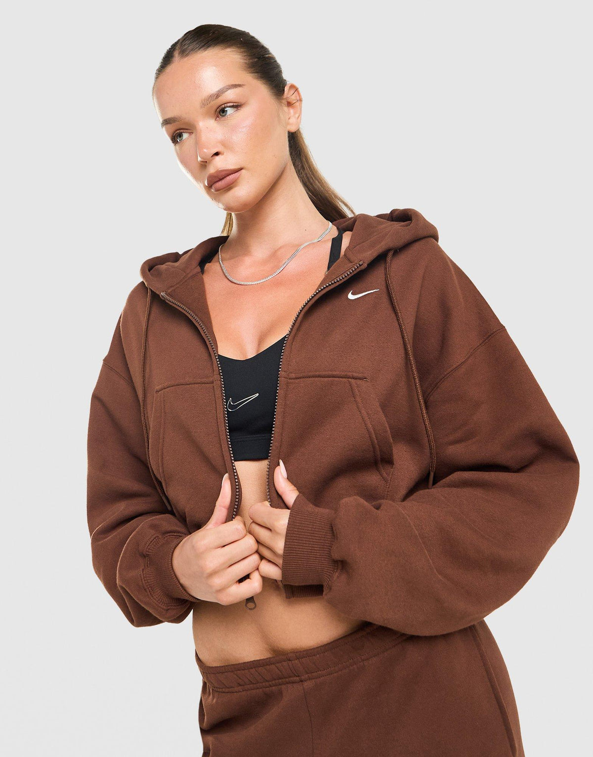 Studio Fleece Cropped Full Zip Hoodie