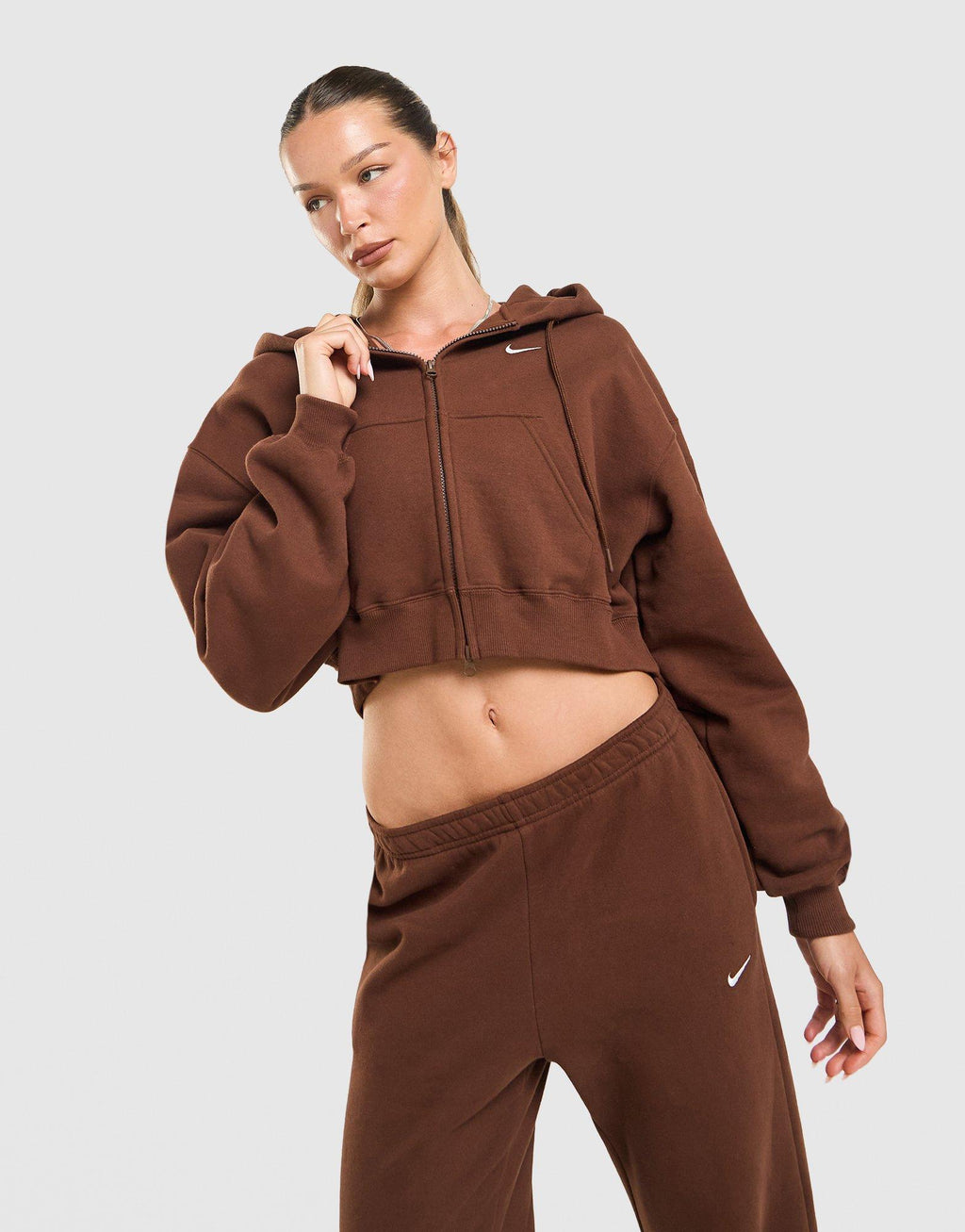 Studio Fleece Cropped Full Zip Hoodie