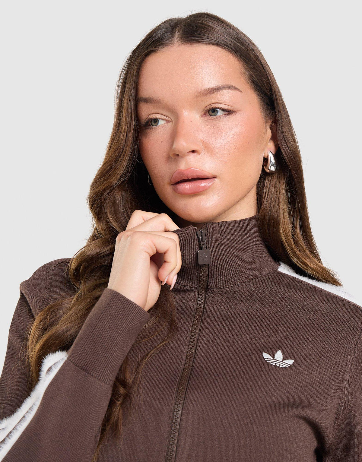 Fluffy 3-Stripes Knit Track Top