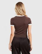 Fluffy 3-Stripes Knit Slim T-Shirt