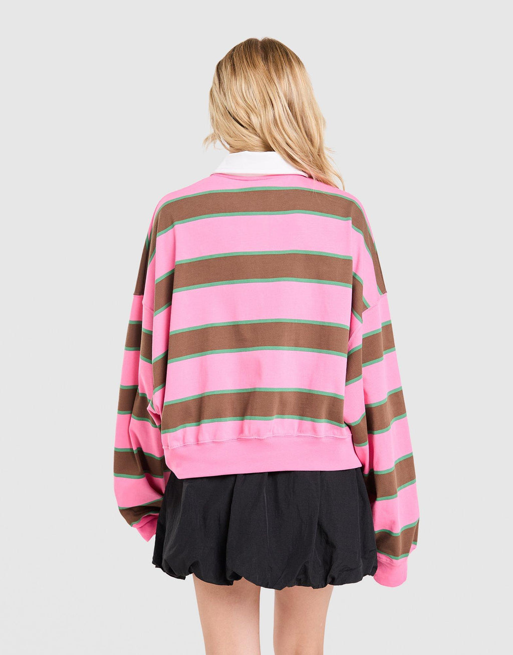 Cropped Stripe Rugby Polo Shirt