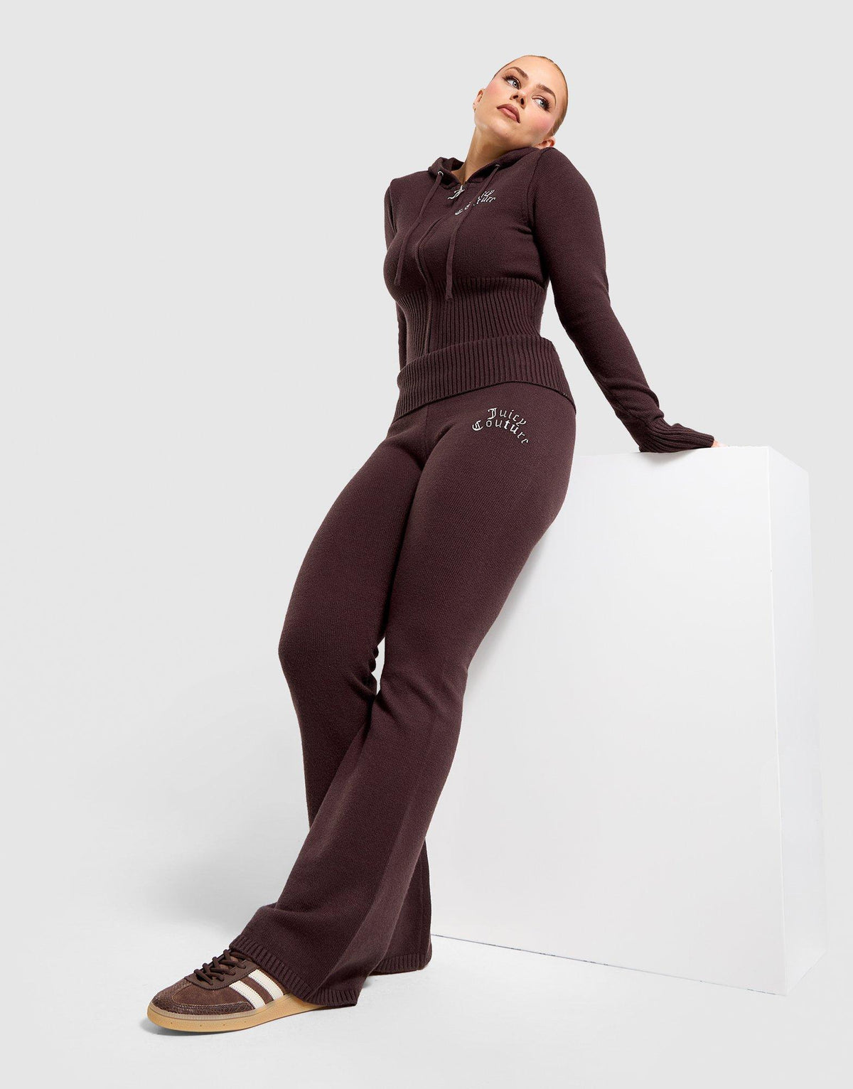 Flared Knit Fold-Down Pants