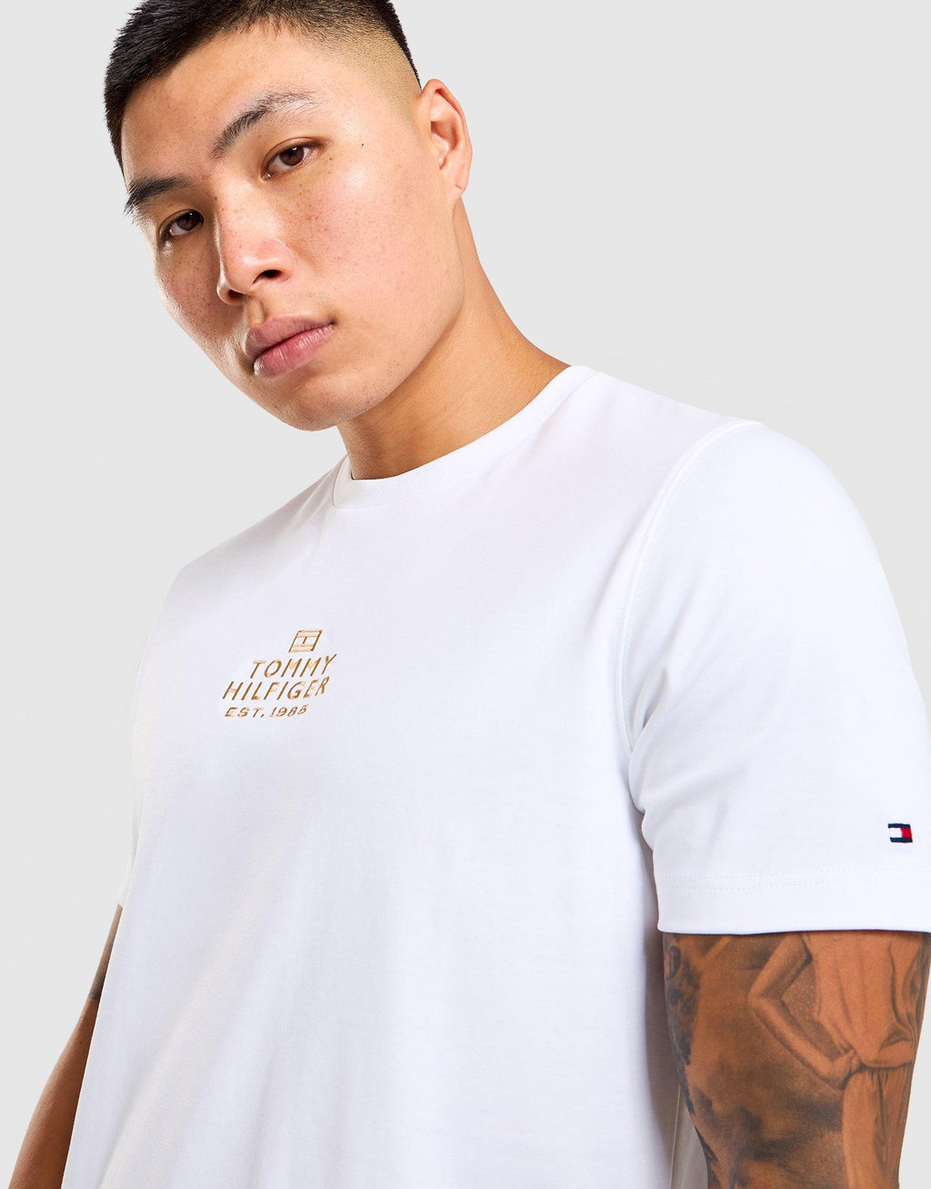 Tonal Logo Embroidery Interlock Knit T-Shirt