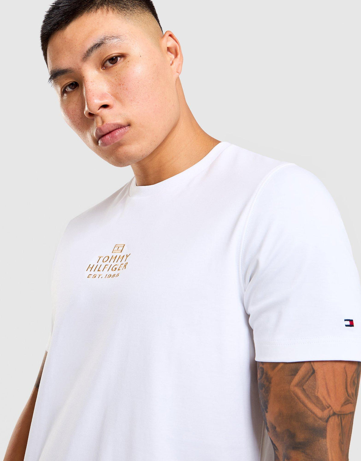 Tonal Logo Embroidery Interlock Knit T-Shirt