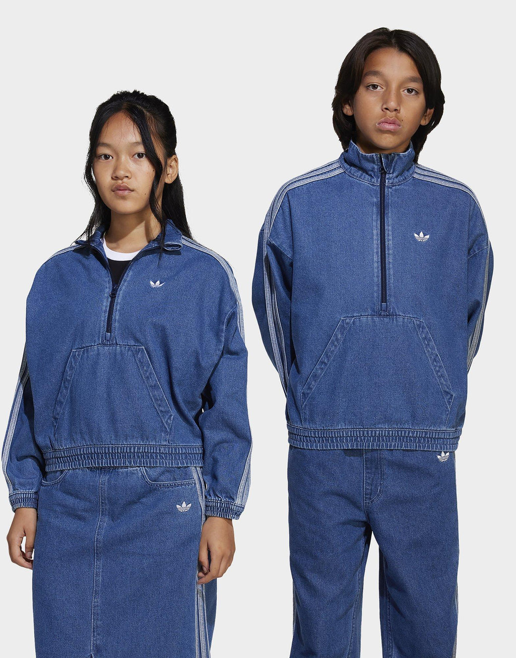 1/4 Zip Denim Track Top Junior's