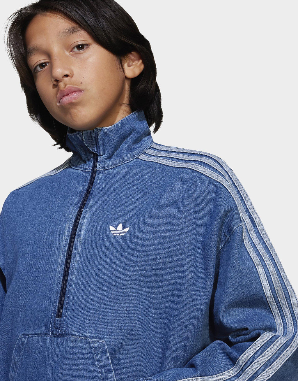 1/4 Zip Denim Track Top Junior's