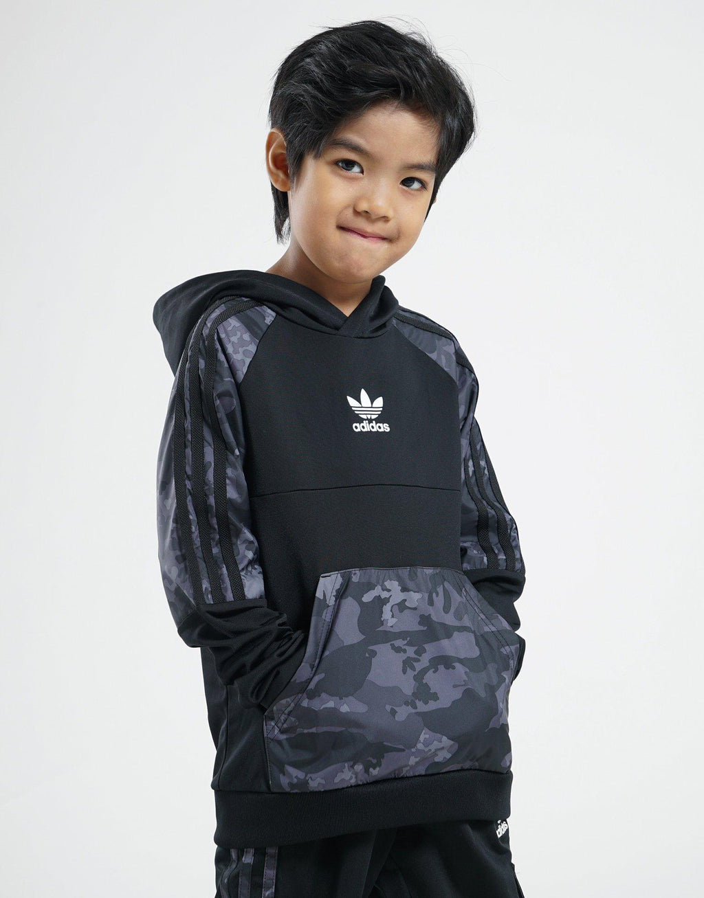 Camo Colour Block Mix Overhead Hoodie Junior