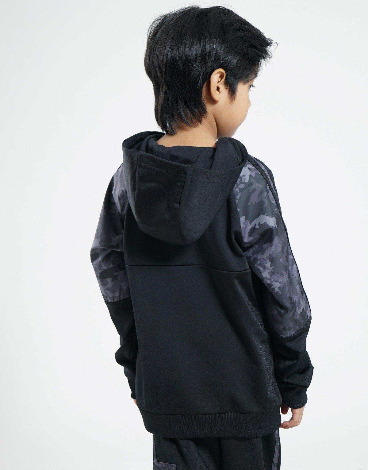 Camo Colour Block Mix Overhead Hoodie Junior