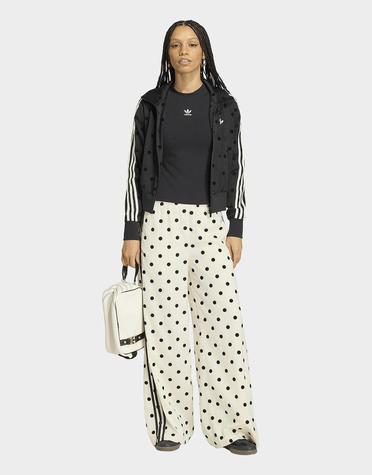 Satin Polka Dots Wide Leg Pants