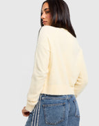 Fluffy Knit 3-Stripes Cardigan