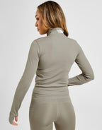 Rib Long Sleeve Full Zip Top